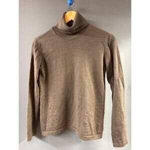 Morgano Pure Merino Wool Brown Turtleneck Sweater Women's Size L Made in Italy